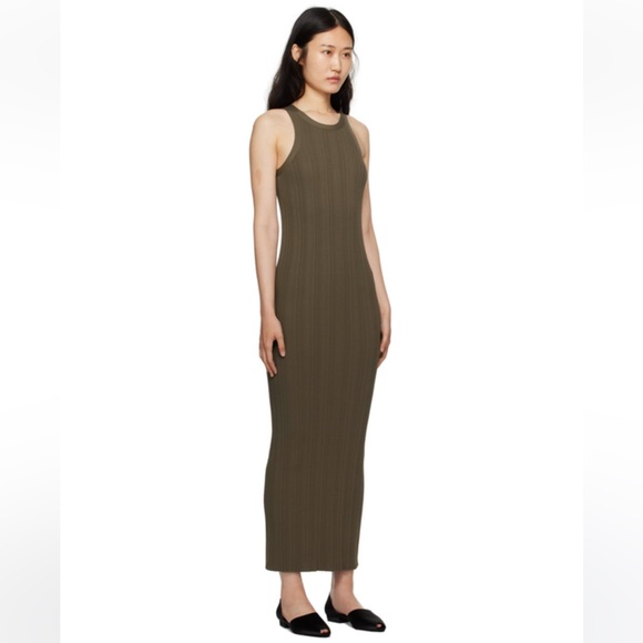 TOTEME Seamless Ribbed Knit Tank Dress  Faded Olive Large - Picture 11 of 15